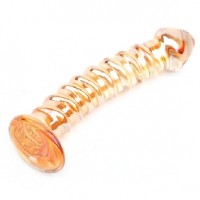 Glass Dildo Golden Color Textured